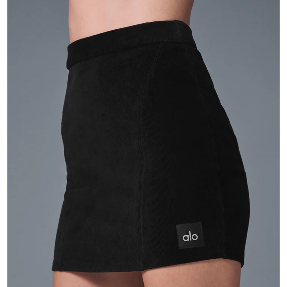 Alo Black Micro Corduroy Winter Break Mini Skirt